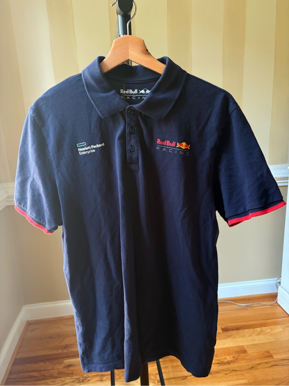 & Other Stories Navy Polo with Red Trim - Racing Logo